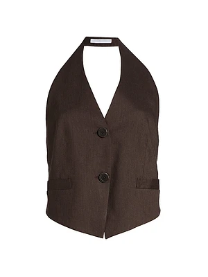 Linen-Blend Halter Vest