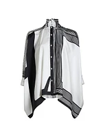 Four-Scarf Twill Button-Front Top