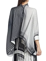 Four-Scarf Twill Button-Front Top