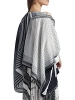 Four-Scarf Twill Button-Front Top