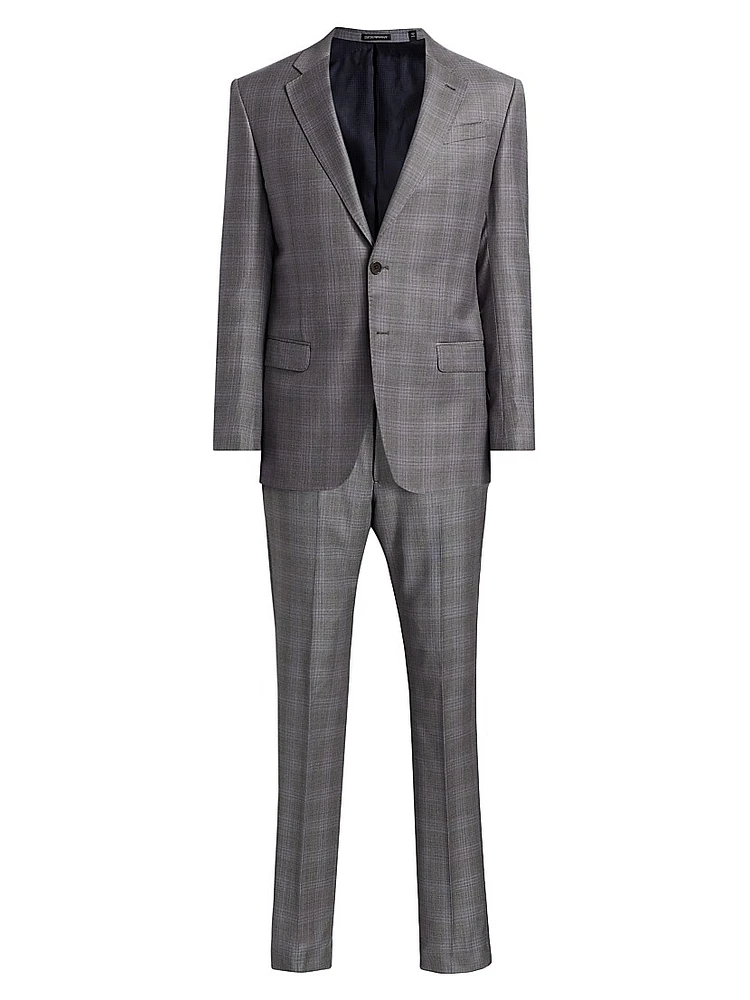 Plaid Virgin Wool Single-Breasted Suit