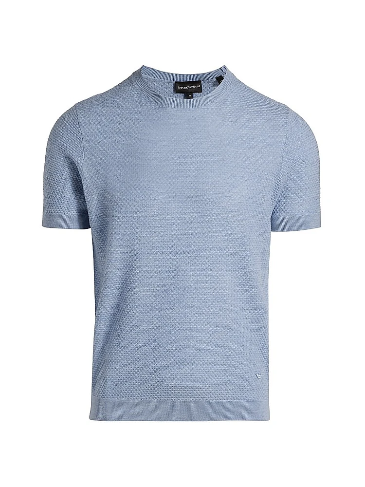 Tonal Textured Short-Sleeve Sweater