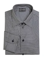 Geometric Print Stretch-Cotton Poplin Sport Shirt