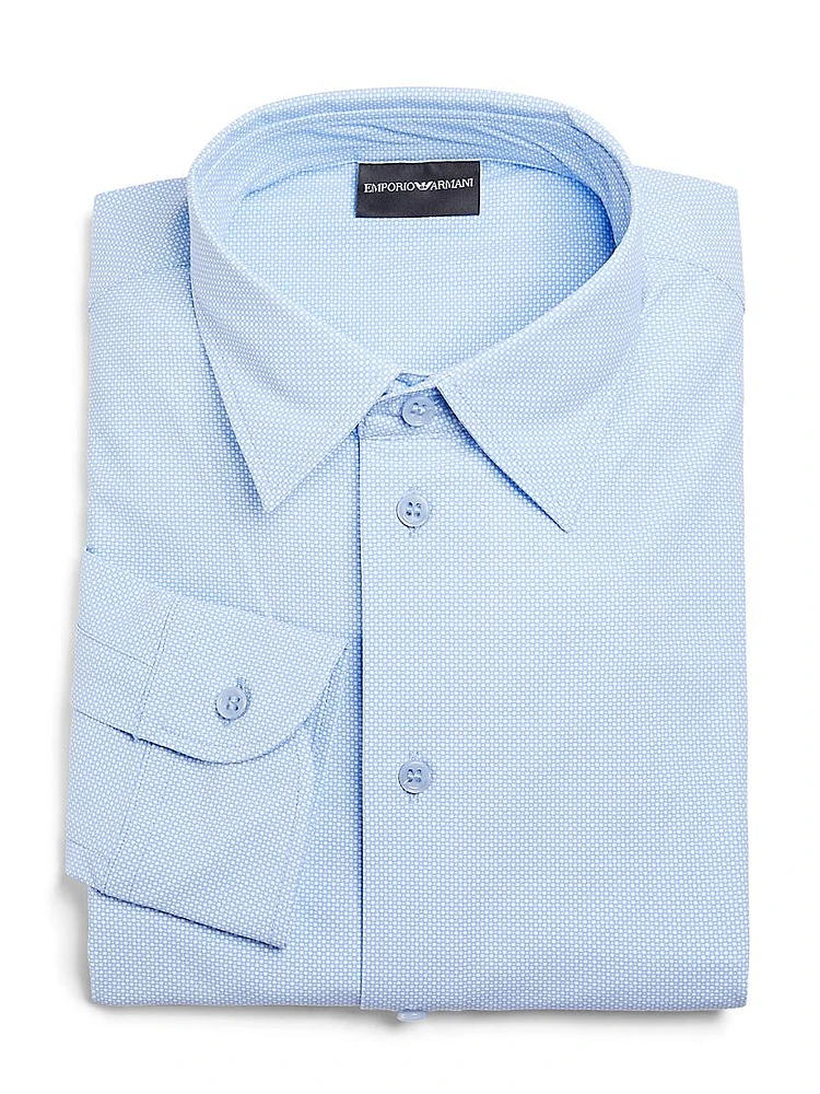 Micro-Printed Jersey Button-Front Shirt