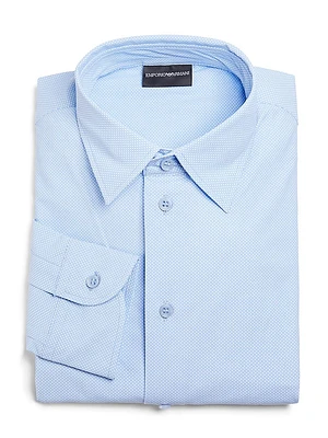 Micro-Printed Jersey Button-Front Shirt