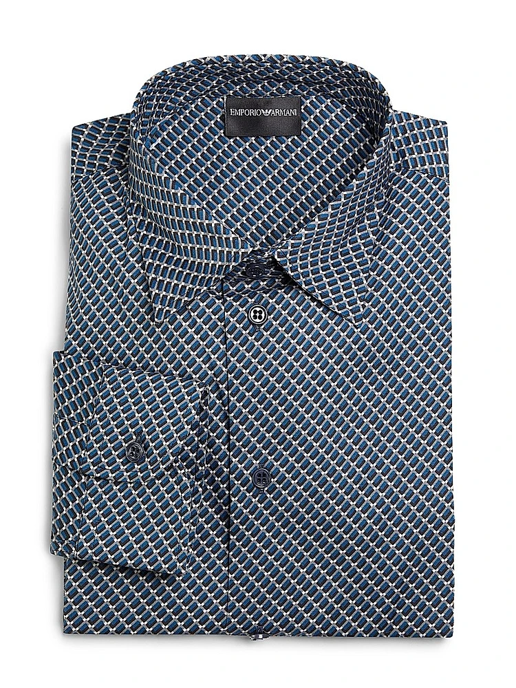 Printed Cotton Poplin Button-Front Shirt