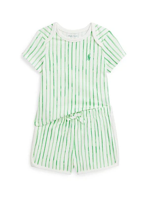 Baby Boy's Striped Cotton Shirt & Shorts Set