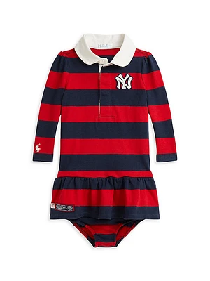 Baby Girl's New York Yankees™ Rugby-Striped Cotton Dress & Bloomers Set