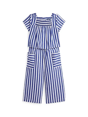 Little Girl's & 2-Piece Striped Top Pants Set