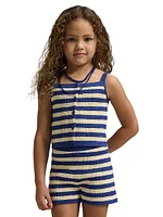 Little Girl's & Knit Striped Top Shorts Set