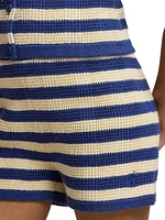 Little Girl's & Knit Striped Top Shorts Set
