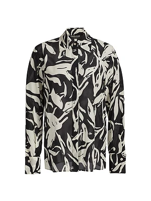 Mirjam Printed Silk Long-Sleeve Top
