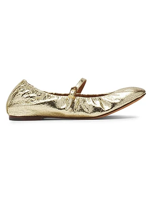 Mary Janes Crackled Metallic Leather