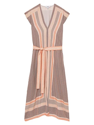 Gina Scarf-Print Midi-Dress