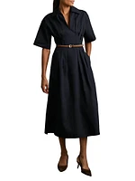 Aubrey Pleated Cotton Midi-Dress