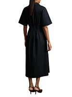 Aubrey Pleated Cotton Midi-Dress
