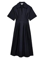 Aubrey Pleated Cotton Midi-Dress