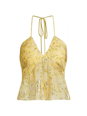 Rhea Metallic Floral Chiffon Top