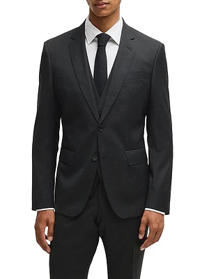 Three Piece Slim-Fit Suit Patterned Stretch Wool