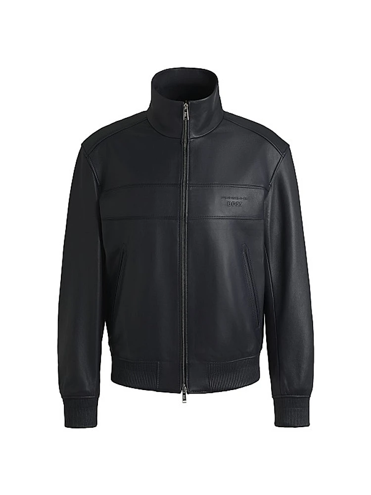 Porsche x Boss Regular-Fit Jacket in Leather