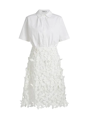 Colette Mixed-Media Midi-Dress