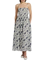 Hallie Floral Cotton-Silk Midi-Dress