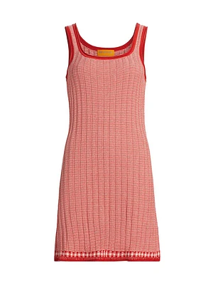 Fine Striped Silk & Linen Tank Minidress