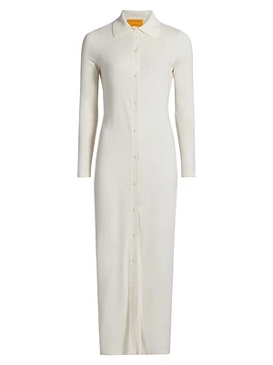 Showtime Knit Silk-Linen Shirtdress