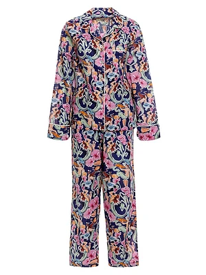 Sun-Kissed Escapes Mixed-Print Pajamas