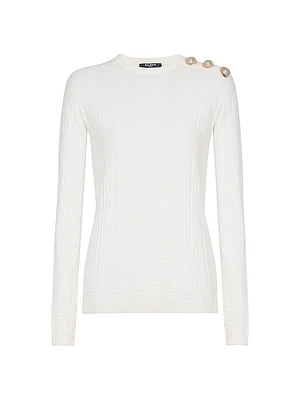 Embellished Monogram-Knit Top