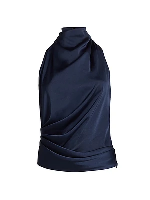 Draped Satin Sleeveless Top
