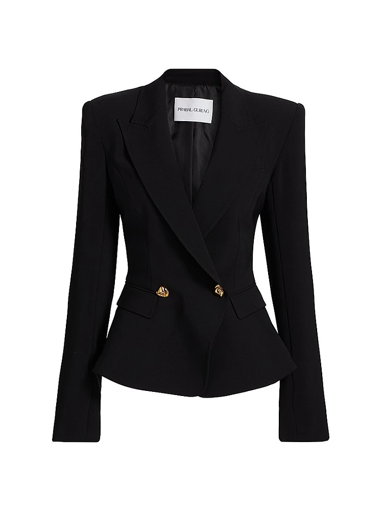 Double-Breasted Peplum Blazer