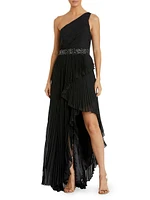 One-Shoulder Ruffled Gown
