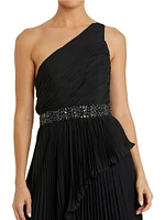 One-Shoulder Ruffled Gown