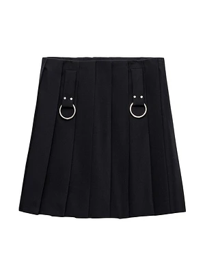 Pleated Gabardine Miniskirt