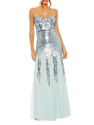 Prom Sequined Strapless Gown