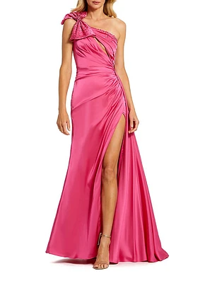 Prom Embellished Satin One-Shoulder Gown