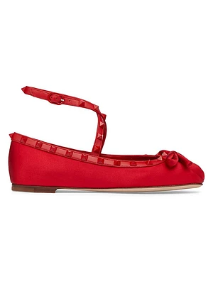 Rockstud Satin Ballerinas