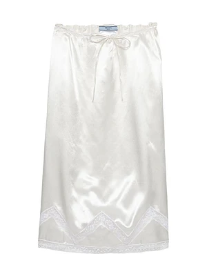 Embroidered Satin Skirt