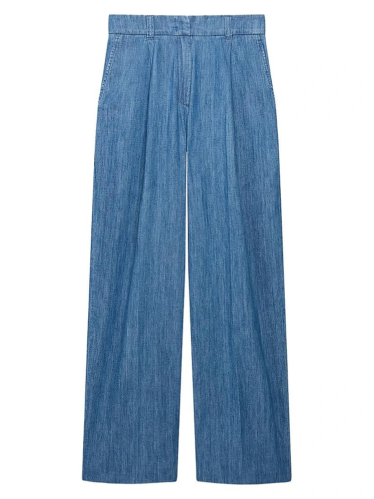 Chambray Relaxed Wide Leg Pants