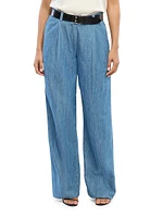 Chambray Relaxed Wide Leg Pants