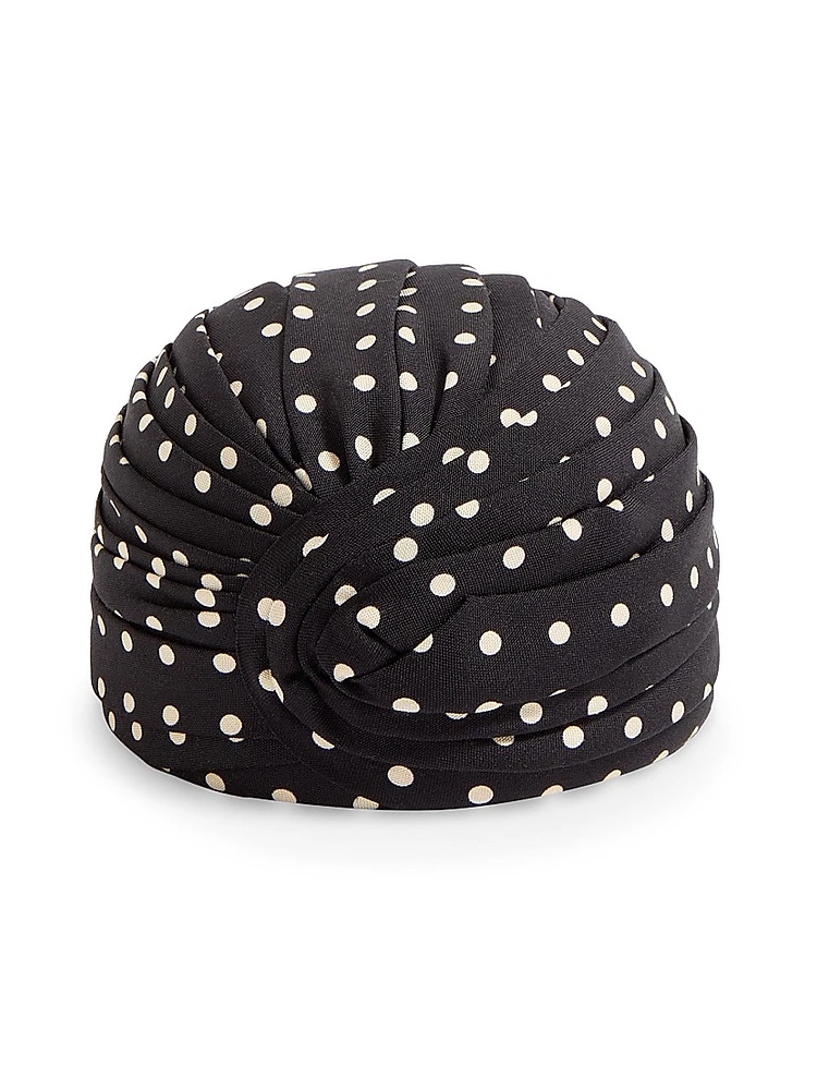 Rigid Silk Turban with Polka Dot Print