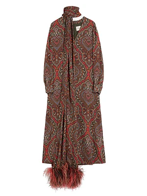Georgette Midi Dress with Voyage Imaginaire Cashmere Print