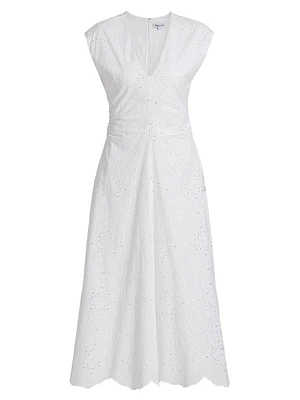 Aven Eyelet Cotton A-Line Midi-Dress