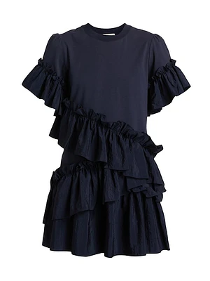 Kendria Ruffled Stretch-Cotton Minidress