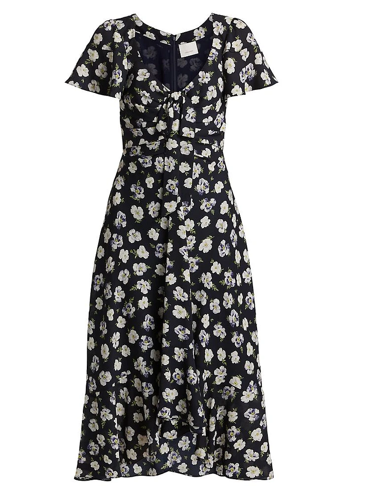 Mini Tossed Poppies Isha Sleeveless Midi-Dress