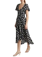 Mini Tossed Poppies Isha Sleeveless Midi-Dress