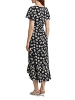 Mini Tossed Poppies Isha Sleeveless Midi-Dress