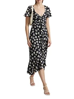 Mini Tossed Poppies Isha Sleeveless Midi-Dress