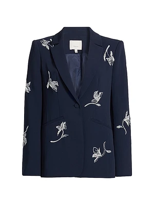 Falling Lilies Karlie Sequined Silk Organza Blazer